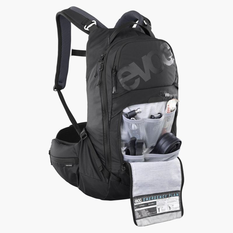 Evoc Trail Pro Blackline 16 pyöräilyreppu musta – kevyt ja suojaava reppu maastopyöräilyyn, LITESHIELD PLUS -selkäsuojalla