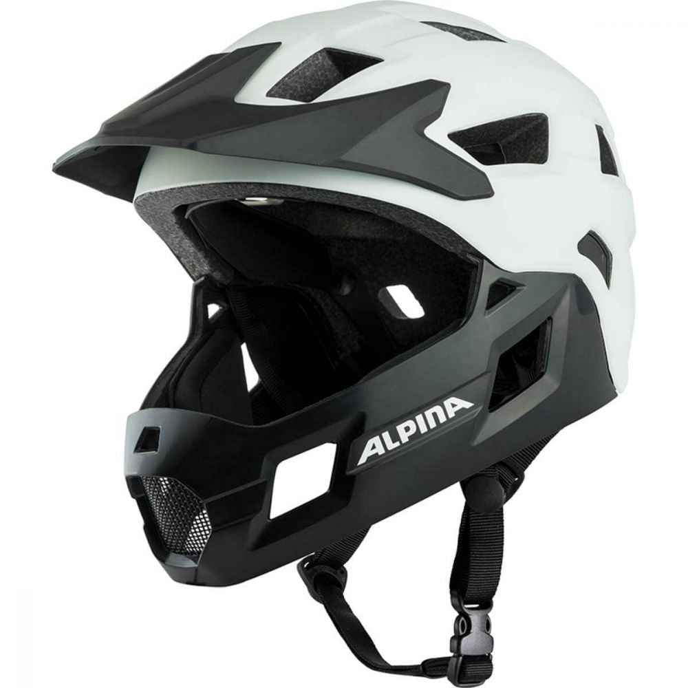 Alpina Rupi lasten full face -kypärä irrotettavalla leukasuojalla Off-White Matt