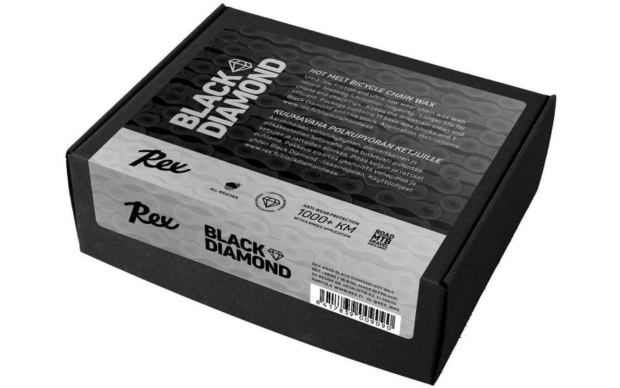 REX Black Diamond Hot Wax 480 g kuumavaha polkupyörän ketjujen puhtaaseen ja matalakitkaiseen voiteluun