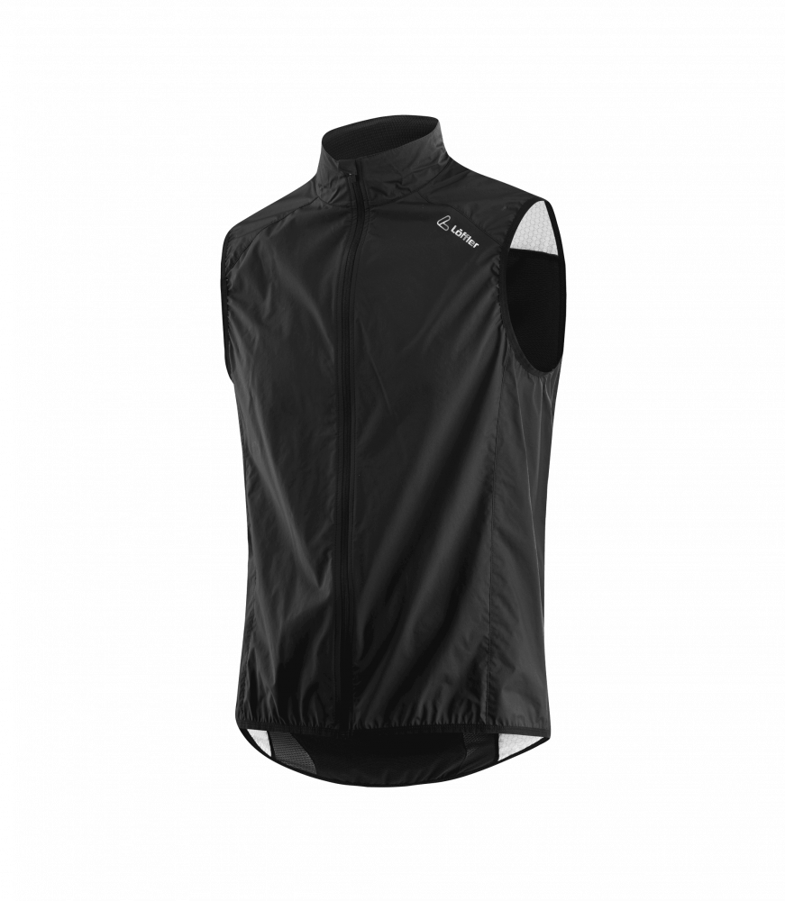 Löffler M Bike Vest CF WPM Pocket Black miesten kevyt musta pyöräilyliivi