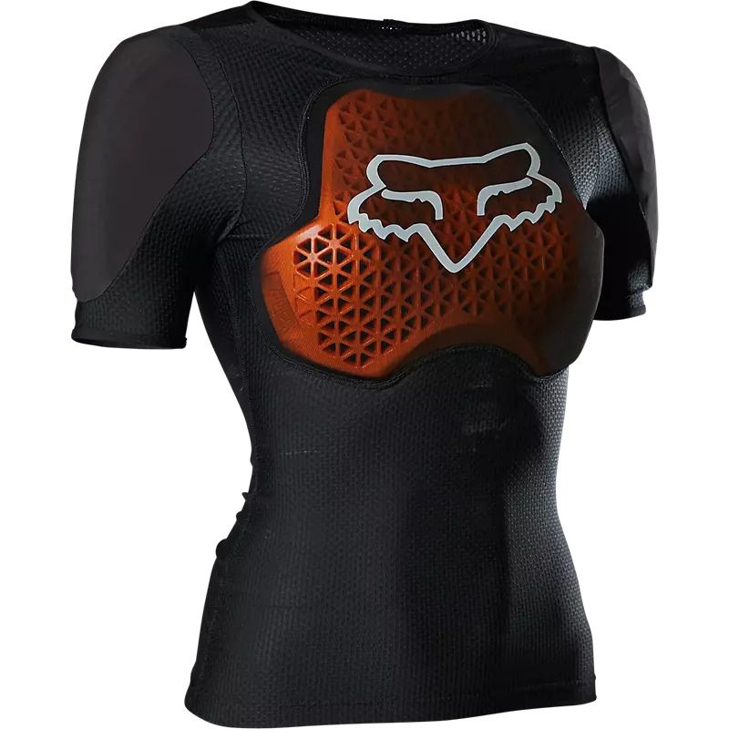 FOX Women's Baseframe Pro Chest Guard – musta, D3O®-suojilla varustettu naisten maastopyöräilysuoja.​