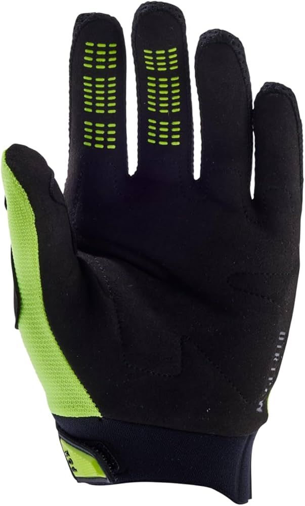 Fox Youth Dirtpaw Gloves – mustat lasten maastopyöräilyhanskat, joissa on TPR-suojat rystysissä ja silikoniprintti sormenpäissä.
