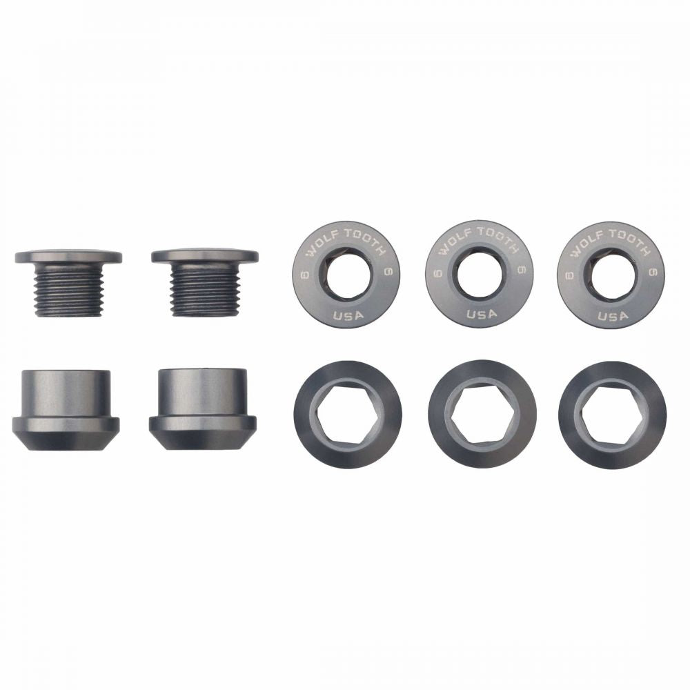 Wolf Tooth Set of 5 Chainring 6mm Bolts+Nuts for 1X – Harmaa