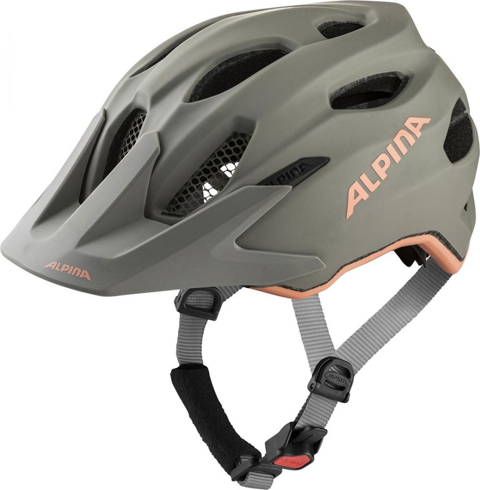 Alpina Carapax JR Flash Kids’ Cycling Helmet with Integrated Rear Light – Moongrey-Peach