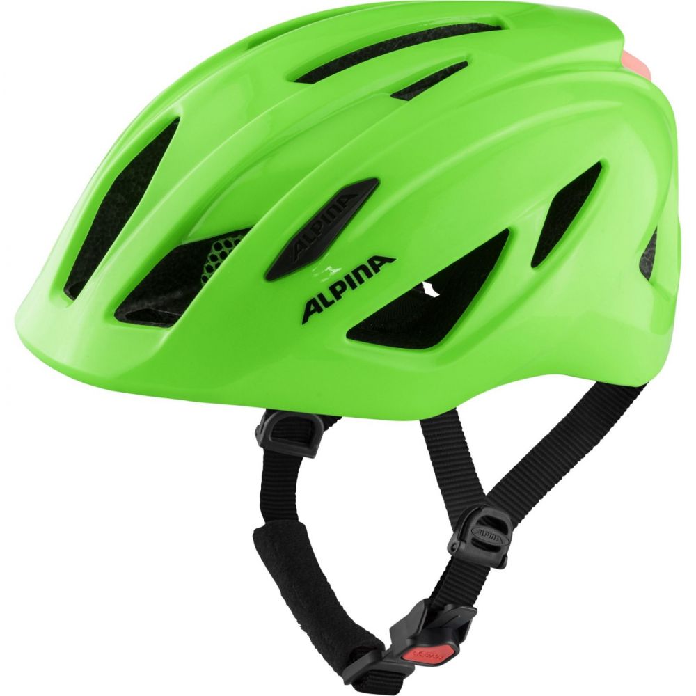 Alpina Pico Flash Children's Bicycle Helmet with Integrated Rear Light – Neon Green
