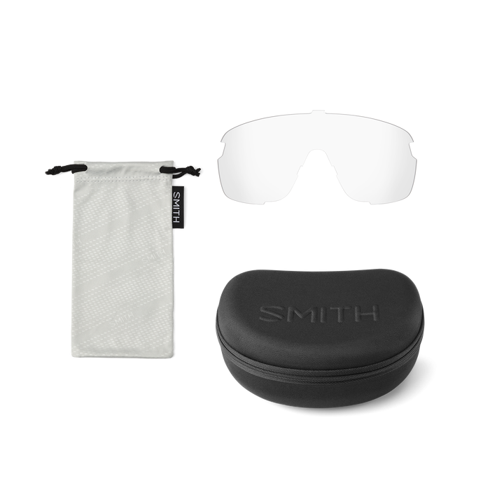 Smith Bobcat Matte Black -ajolasit, kirkas vaihtolinssi, suojakotelo ja mikrokuitupussi