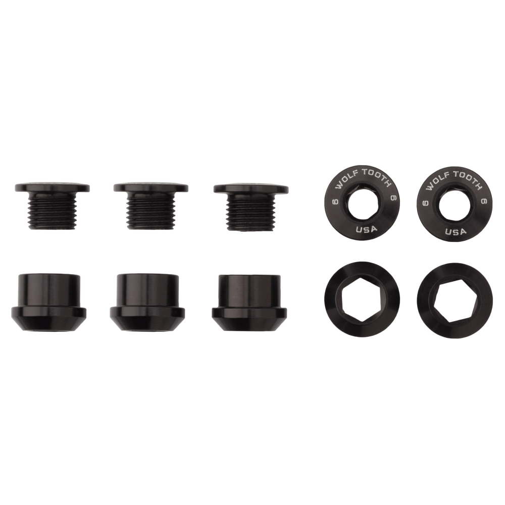 Wolf Tooth Set of 5 Chainring 6mm Bolts+Nuts for 1X – Musta
