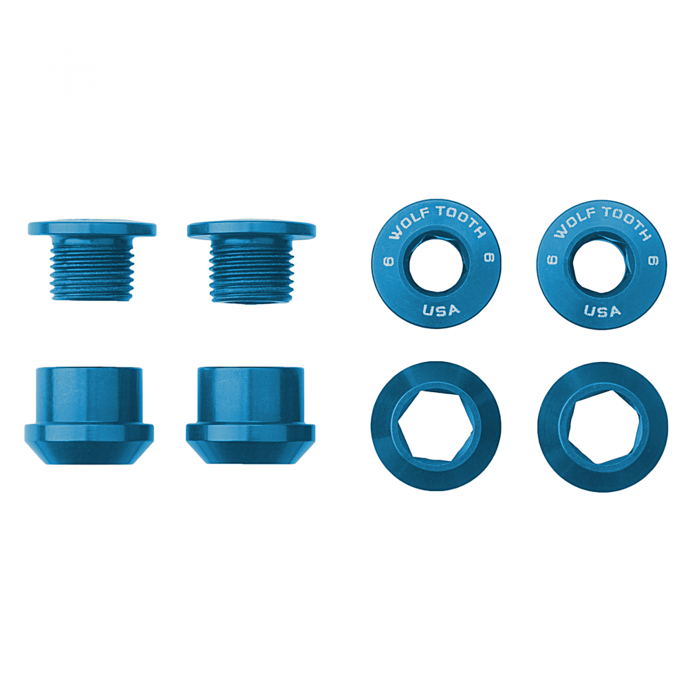 Wolftooth Set of 4 Chainring Bolts+Nuts for 1X – Sininen