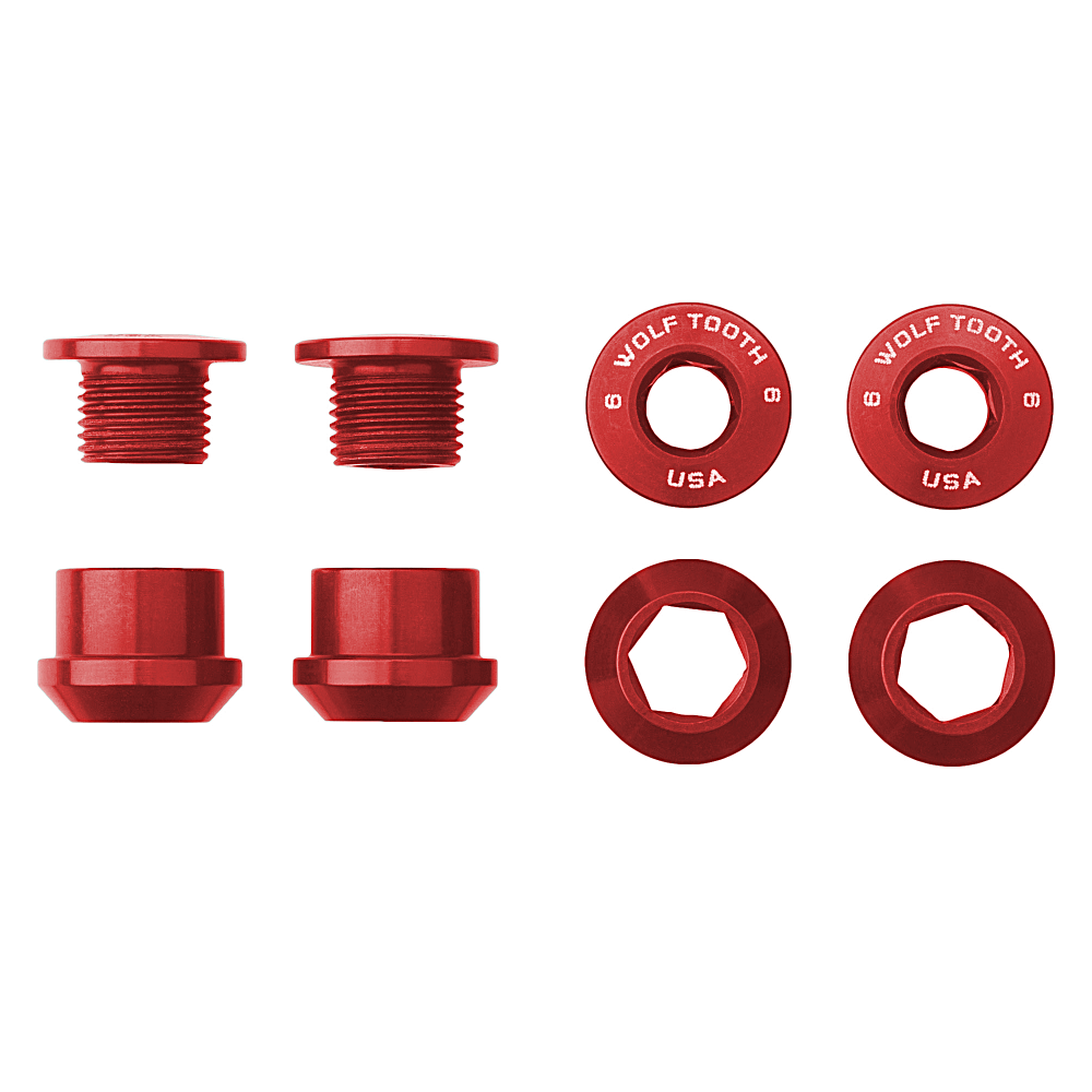 Wolftooth Set of 4 Chainring Bolts+Nuts for 1X – Punainen