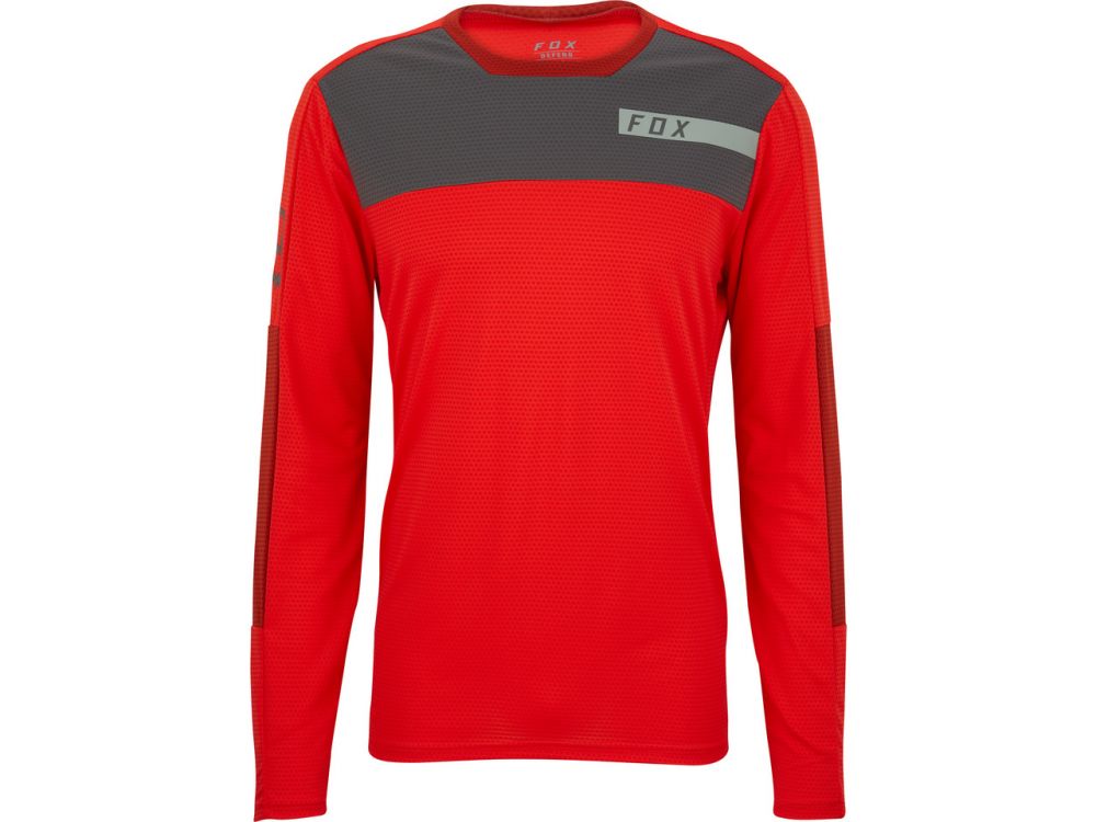 FOX Defend Fox Head Long Sleeve Jersey – Moth Flo Red