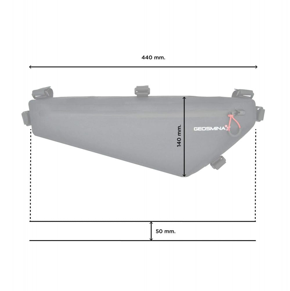 Geosmina Frame Bag Gravel Medium musta runkolaukku mitat