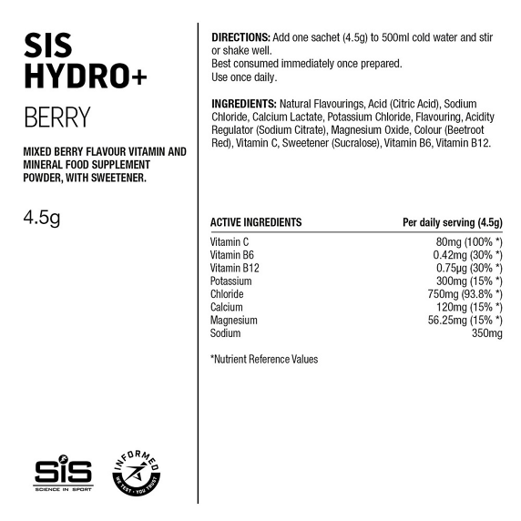 SIS GO HYDRO+ 6x4,5g Juomajauhe – Berry