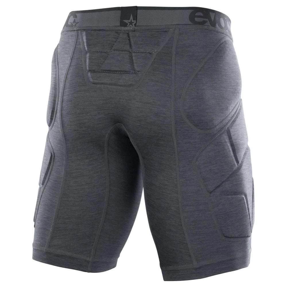 Evoc Crash Pants -suojashortsit sivusuuntaisilla lonkkasuojilla ja pehmusteilla, suunniteltu pyöräilyyn ja talviurheiluun