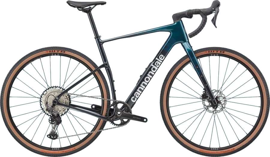 Cannondale Topstone Carbon 3 GRX 1x12 Deep Teal gravel-pyörä hiilikuiturungolla, Kingpin-takajousituksella ja Shimano GRX 1x12 -voimansiirrolla.