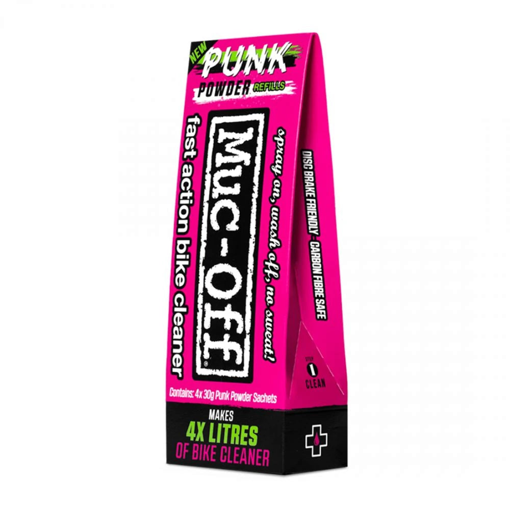 Muc-Off Punk Powder Bike Cleaner 4-Pack jauhemainen pyöränpesuaine, josta valmistuu 4 litraa pesuainetta