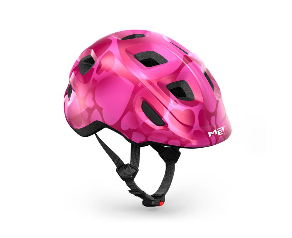 MET Hooray Lasten Pyöräilykypärä – XS 46–52 cm / Pink Hearts | Glossy