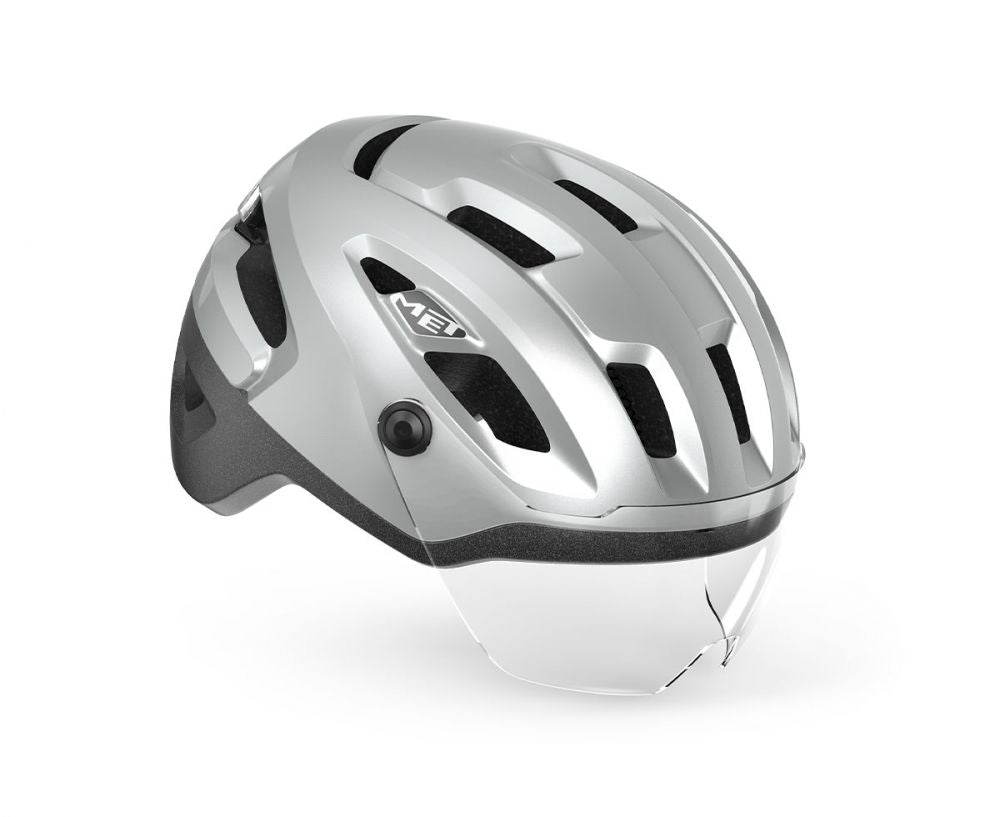 MET Intercity MIPS helmet with adjustable visor and integrated/chargeable rear light – REFLECTIVE GLOSSY
