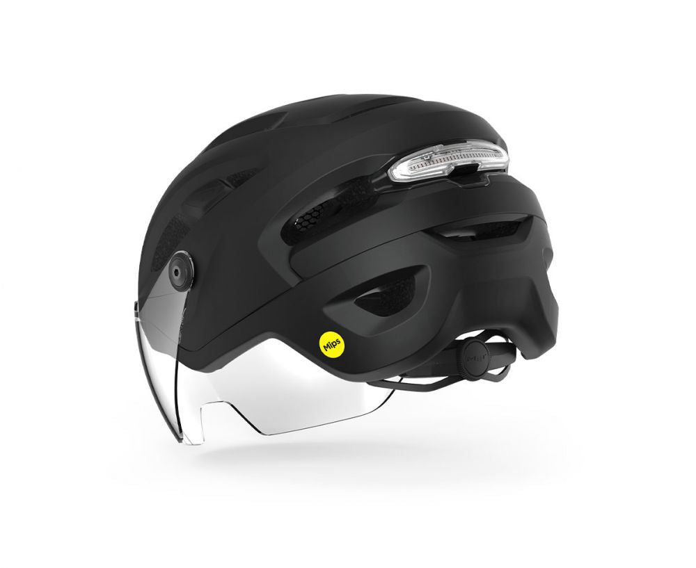MET Intercity MIPS helmet with adjustable visor and integrated/chargeable rear light, image 3