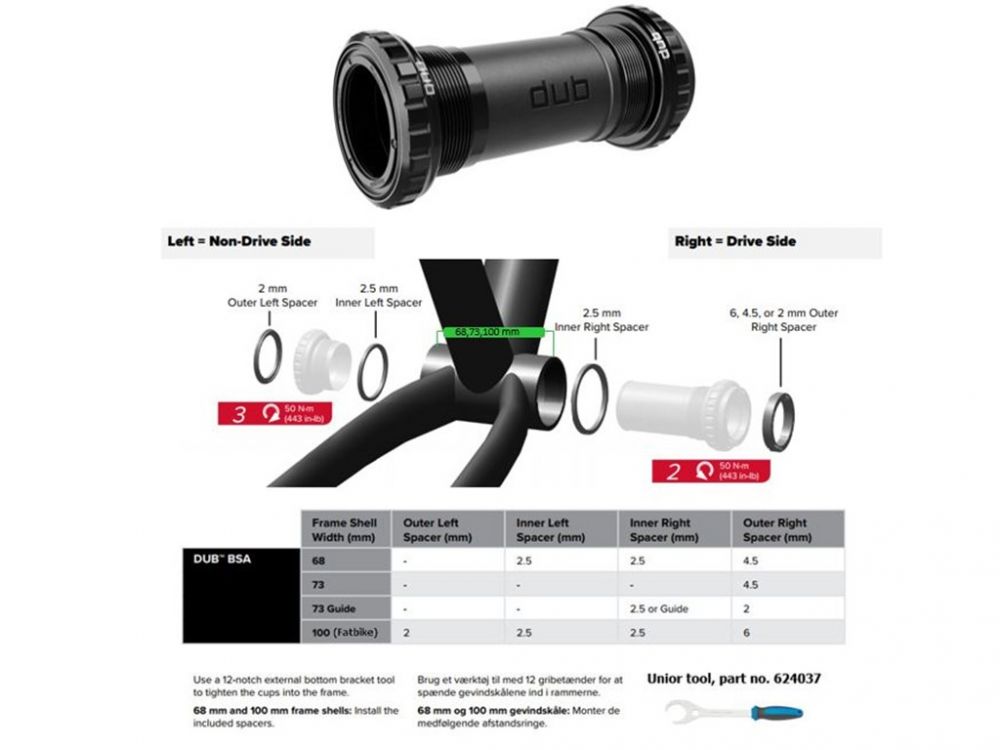 SRAM Bottom Bracket DUB English BSA 68 73 Mm Ridemore