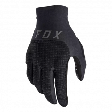 Fox Flexair Pro Gloves – mustat maastopyöräilyhanskat, joissa on D3O®-rystysuojaus ja Dyneema®-vahvistettu kämmenselkä.