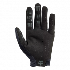 Fox Flexair Pro Gloves – mustat maastopyöräilyhanskat, joissa on D3O®-rystysuojaus ja Dyneema®-vahvistettu kämmenselkä.