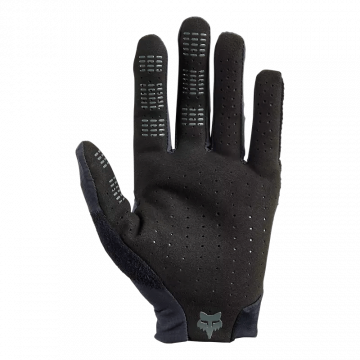 Fox Flexair Pro Gloves – mustat maastopyöräilyhanskat, joissa on D3O®-rystysuojaus ja Dyneema®-vahvistettu kämmenselkä.