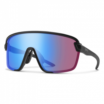 SMITH Bobcat Matte Black +  ChromaPop Low Light Rose Blue Mirror ja Kirkas linssi