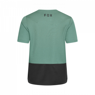 FOX YTH Ranger SS Jersey Fox Head Pine Green nuorten lyhythihainen vihreä MTB-ajopaita takaa kuvattuna