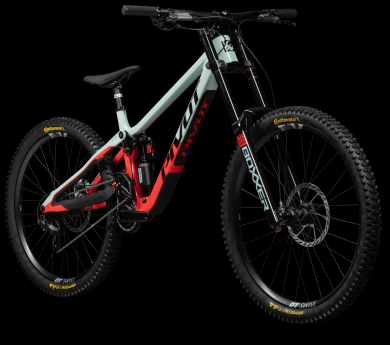 Pivot Phoenix Ride GX downhill-pyörä hiilikuiturungolla, mixed wheel -kiekoilla ja 210 mm takajoustolla. RED MINT