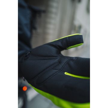 Roeckl Villach 3 Lobster Fluo Yellow kämmenpuoli ja pehmustettu ROECK-GRIP-rakenne