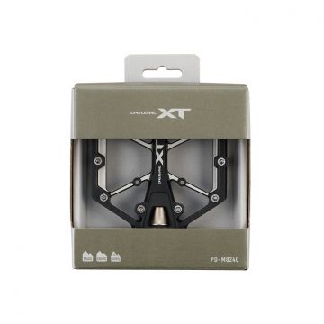Shimano XT PD-M8240 avopoljin matalalla 13,3 mm rungolla myyntipakkauksessa